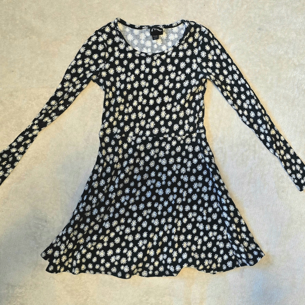 Art Class Black and White Floral Kids Dress